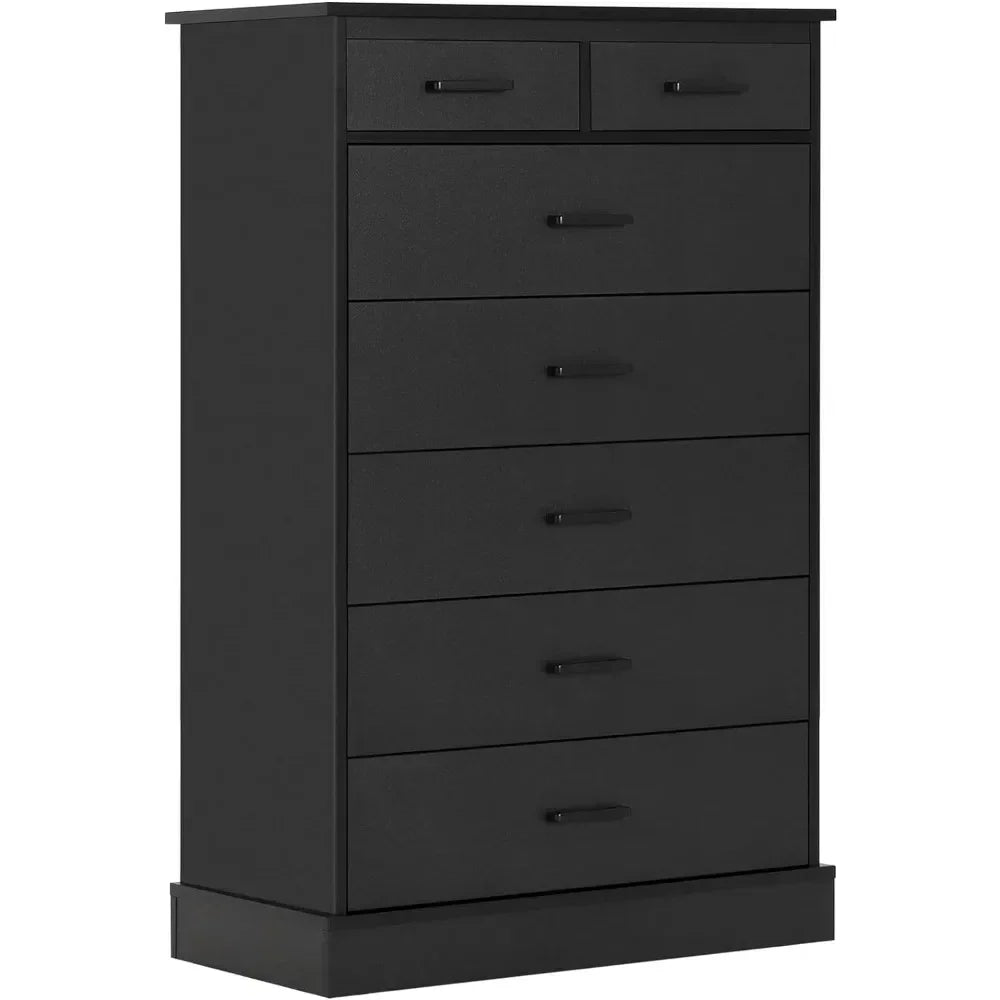 Black Dresser for Bedroom, Tall 7 Drawer Storage Cabinet