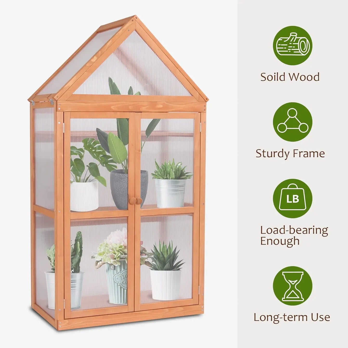Orange Wooden Greenhouse Cold Frame Raised Flower Planter
