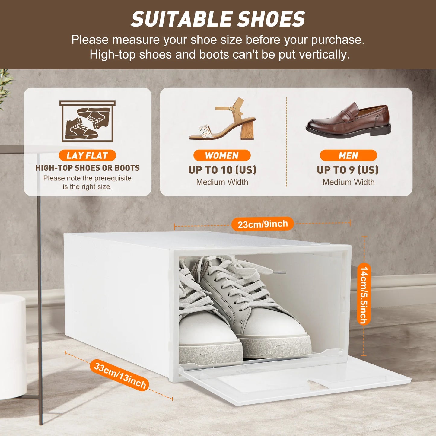 20X Clear Plastic Shoe Storage Boxes Stackable Foldable