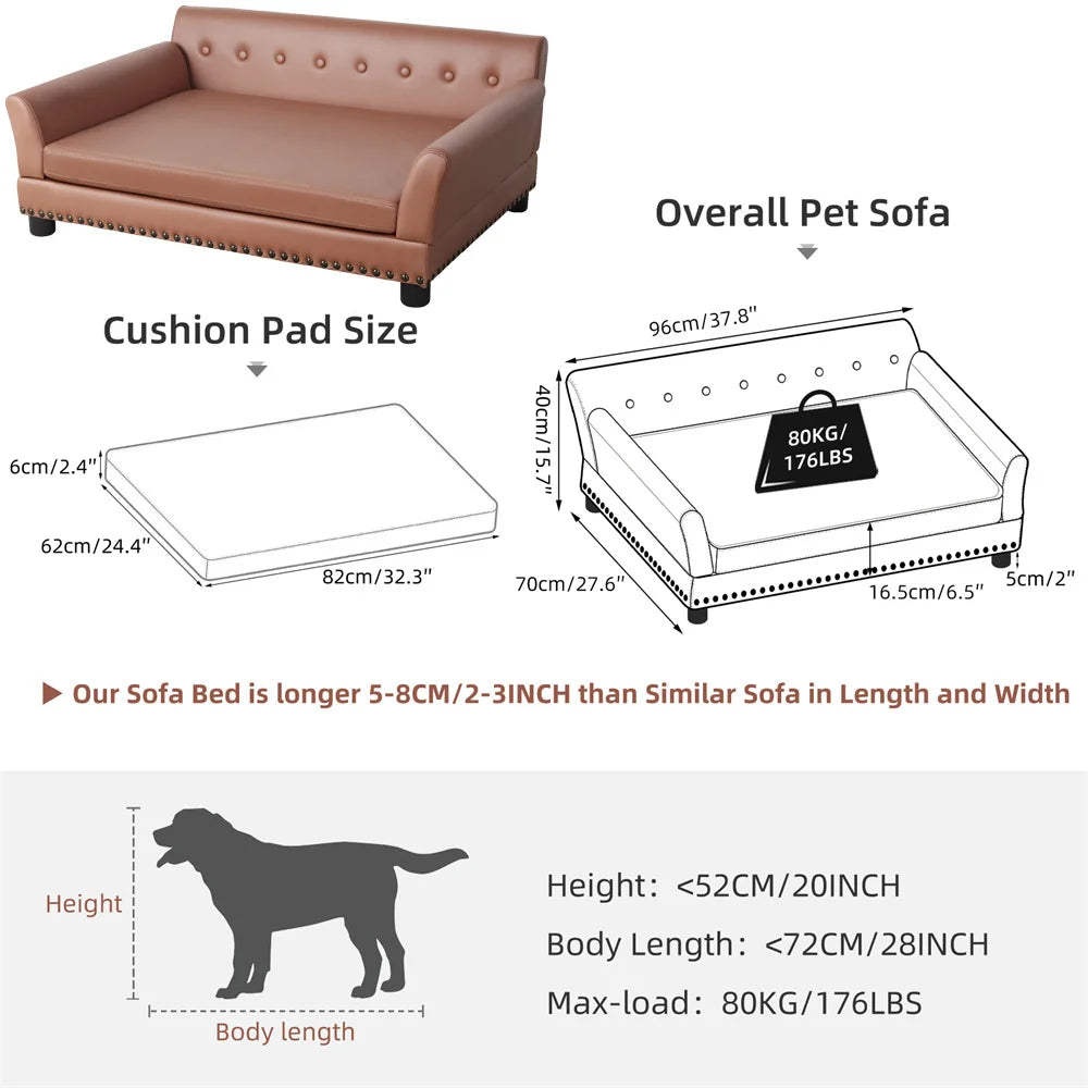 Heavy Duty Pet Sofa Large Raised Dog Bed Cushioned Lounge Bed