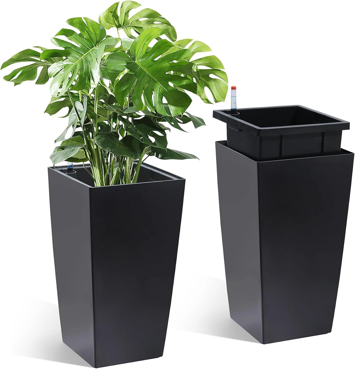 Rectangular Planters Set 2 With Drainage Holes And Level