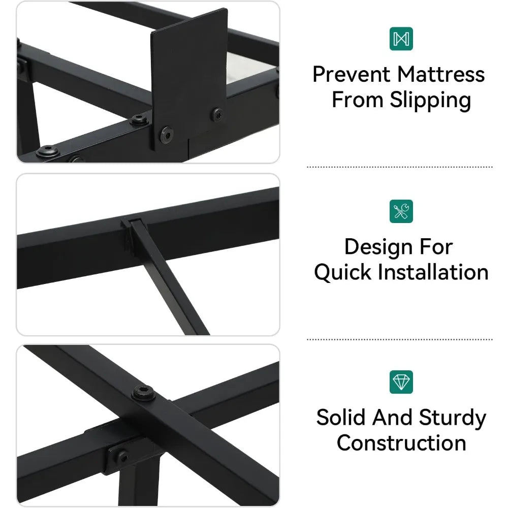 Floating Bed Frame Queen Size with LED Charging Station