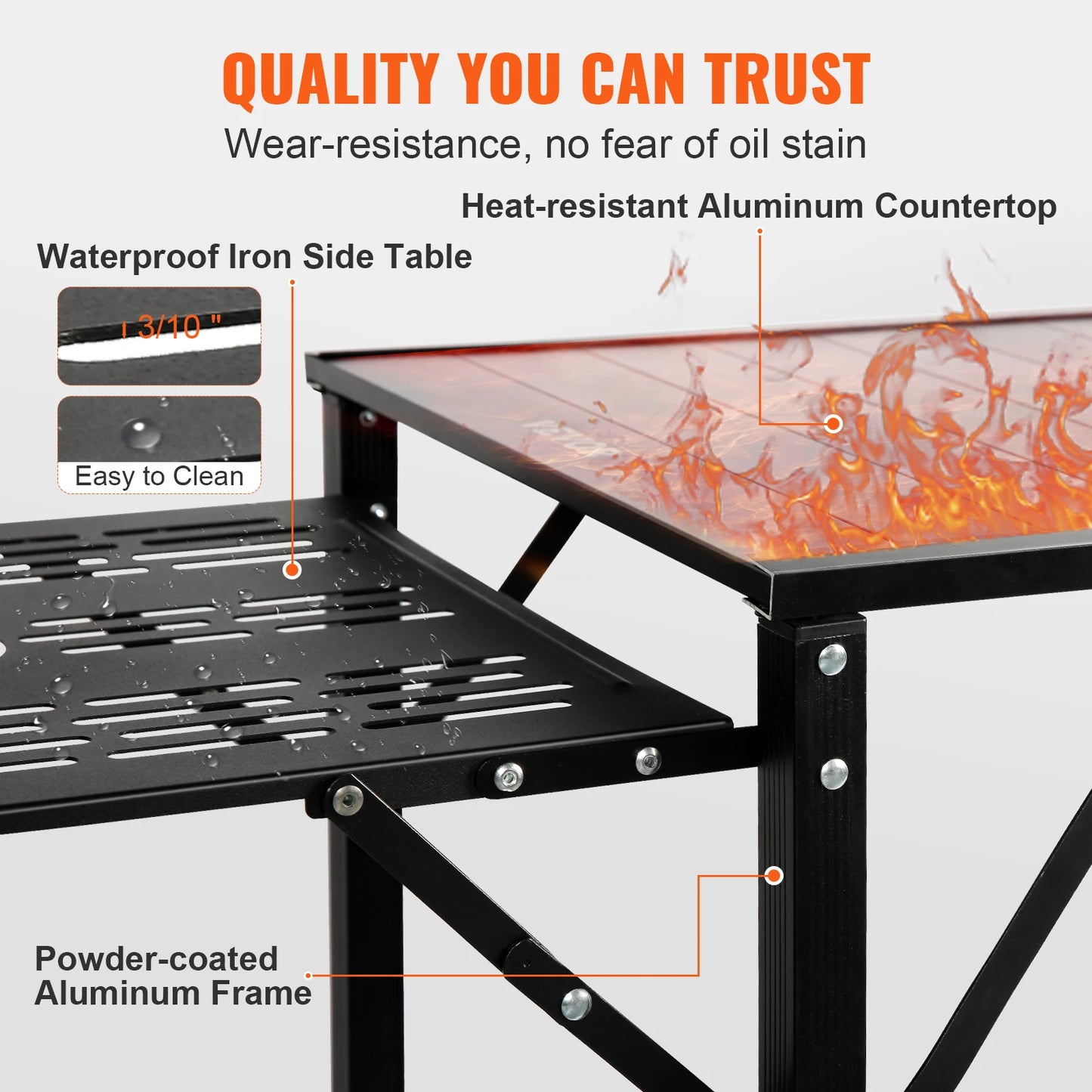 SucceBuy Camping Kitchen Table with Sink Aluminum Folding Portable Outdoor Cook Station, for Picnic BBQ Beach Traveling