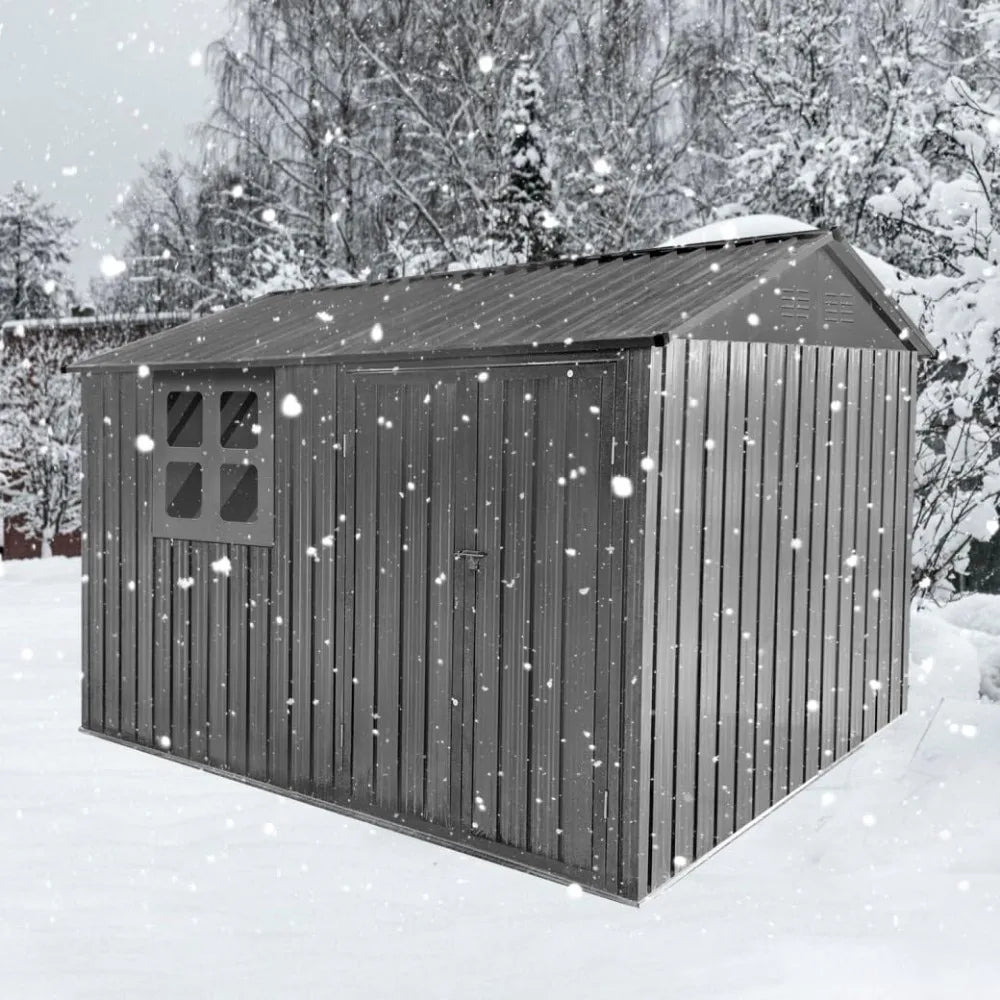 6 X 8 Ft Metal Garden Sheds With Lockable Doors Grey