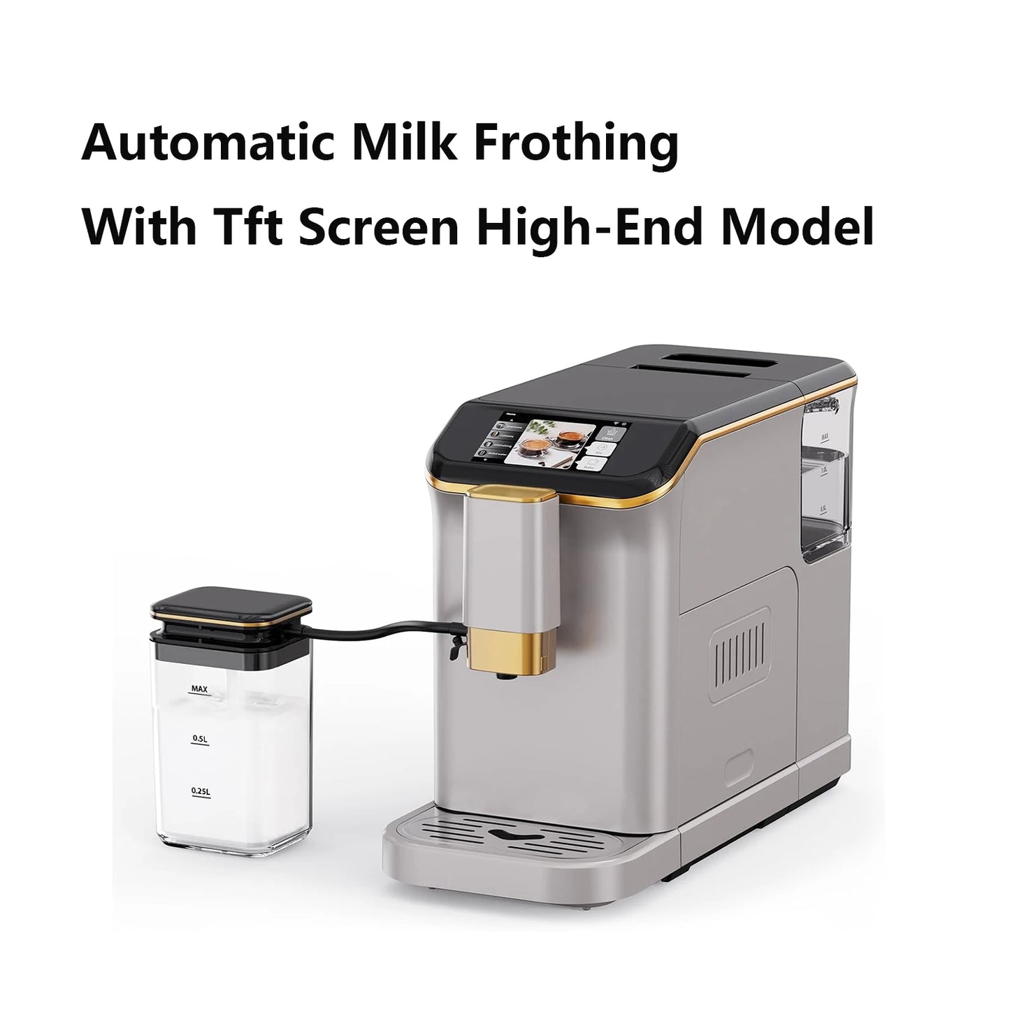 TFT Touch Screen Espresso Machine With Grinder Milk Frother