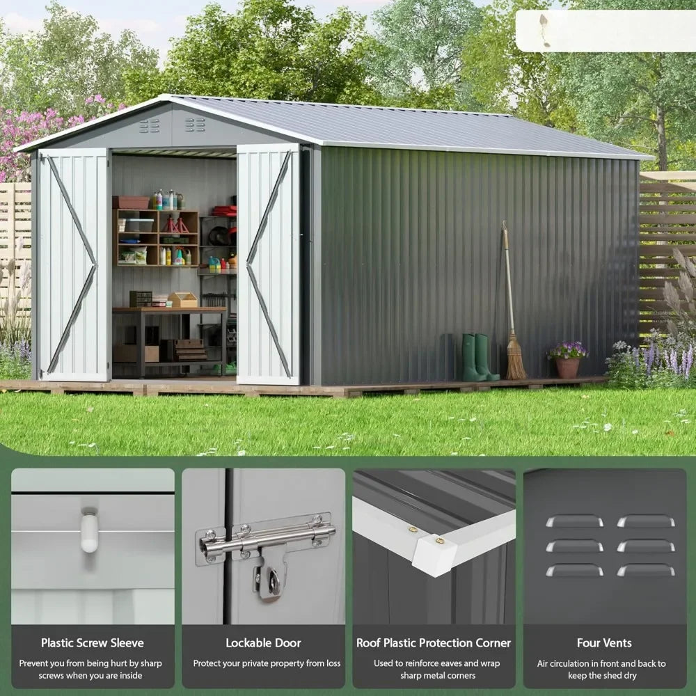 12 X 10 Foot Heavy-Duty Galvanized Steel Storage Shed