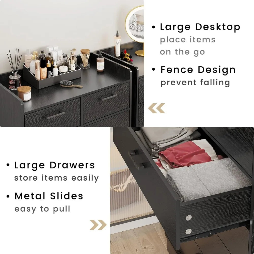 6 Drawer Dresser, Wooden Storage Chest of 6 Drawers, Tall Organizer