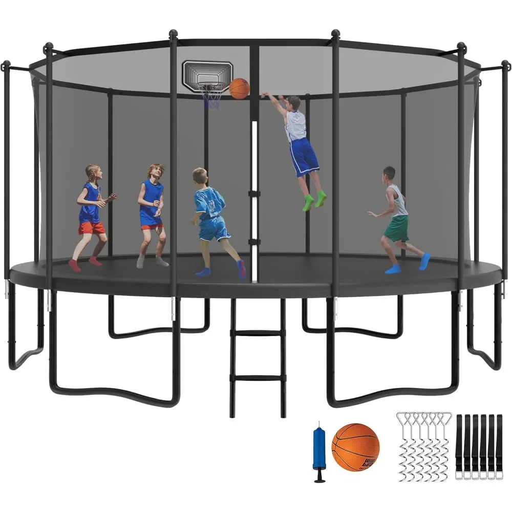 12 FT Trampoline for Kids and Adults 1500LBS with Hoop