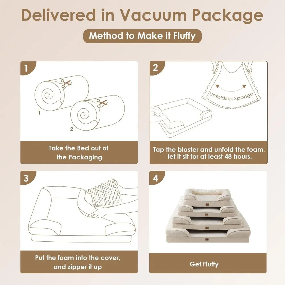 Waterproof Memory Foam XL Dog Bed with Sides and Cover