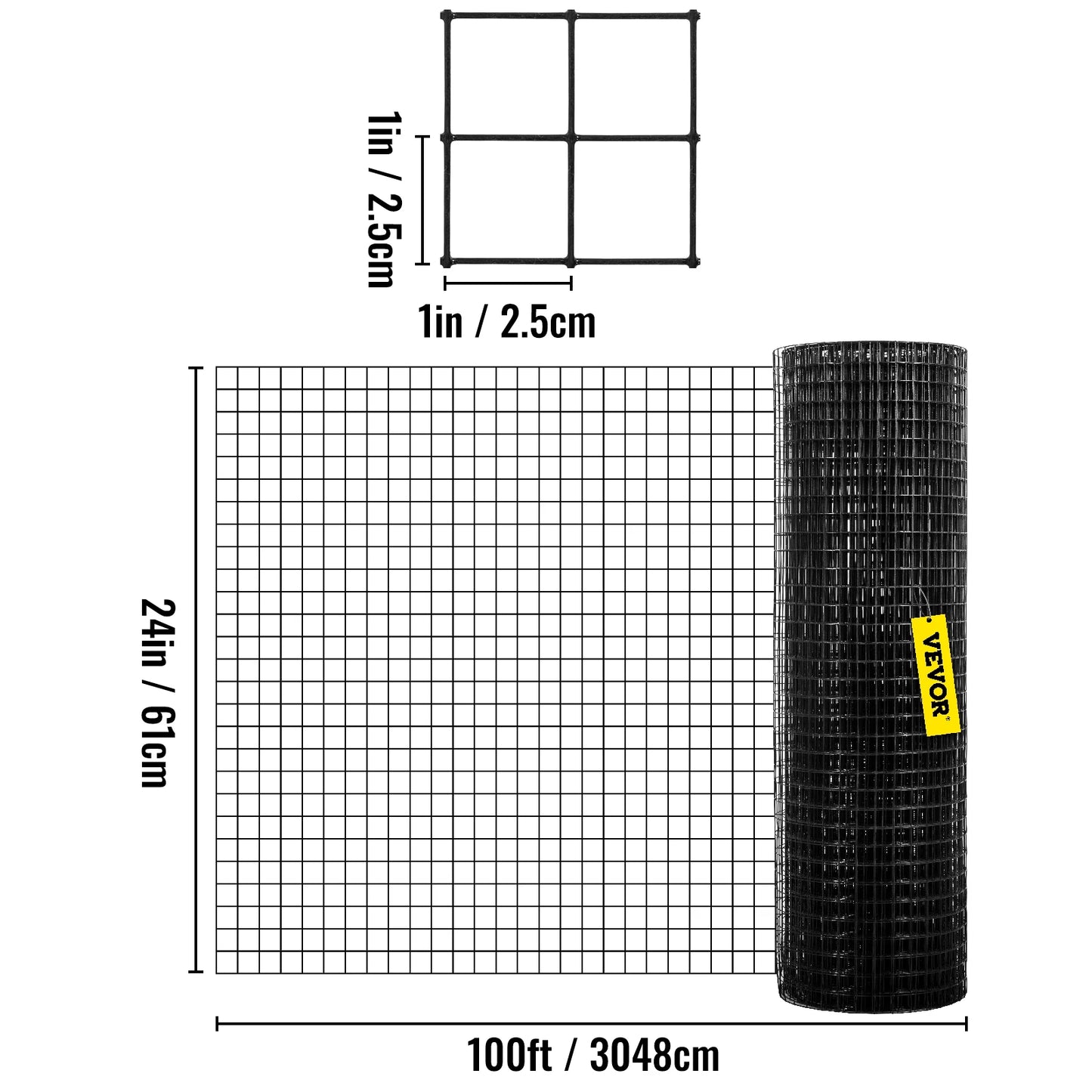 Welded Wire Vinyl Coated Chicken Mesh 1x1 16 Gauge 24x50