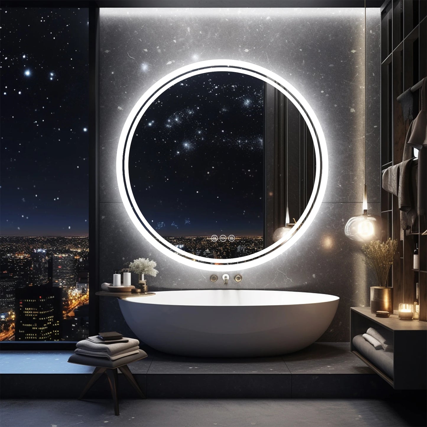 Bathroom LED Mirror Backlit Wall Mounted Anti Fog IP65