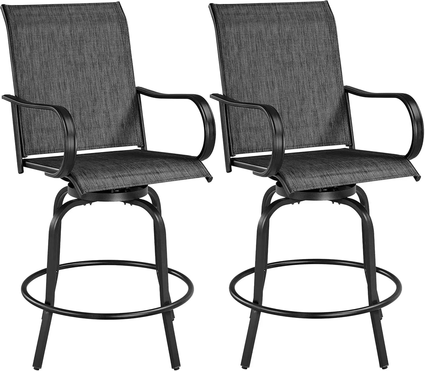 Set Of 2 Outdoor Swivel Bar Stools All Weather Garden Patio