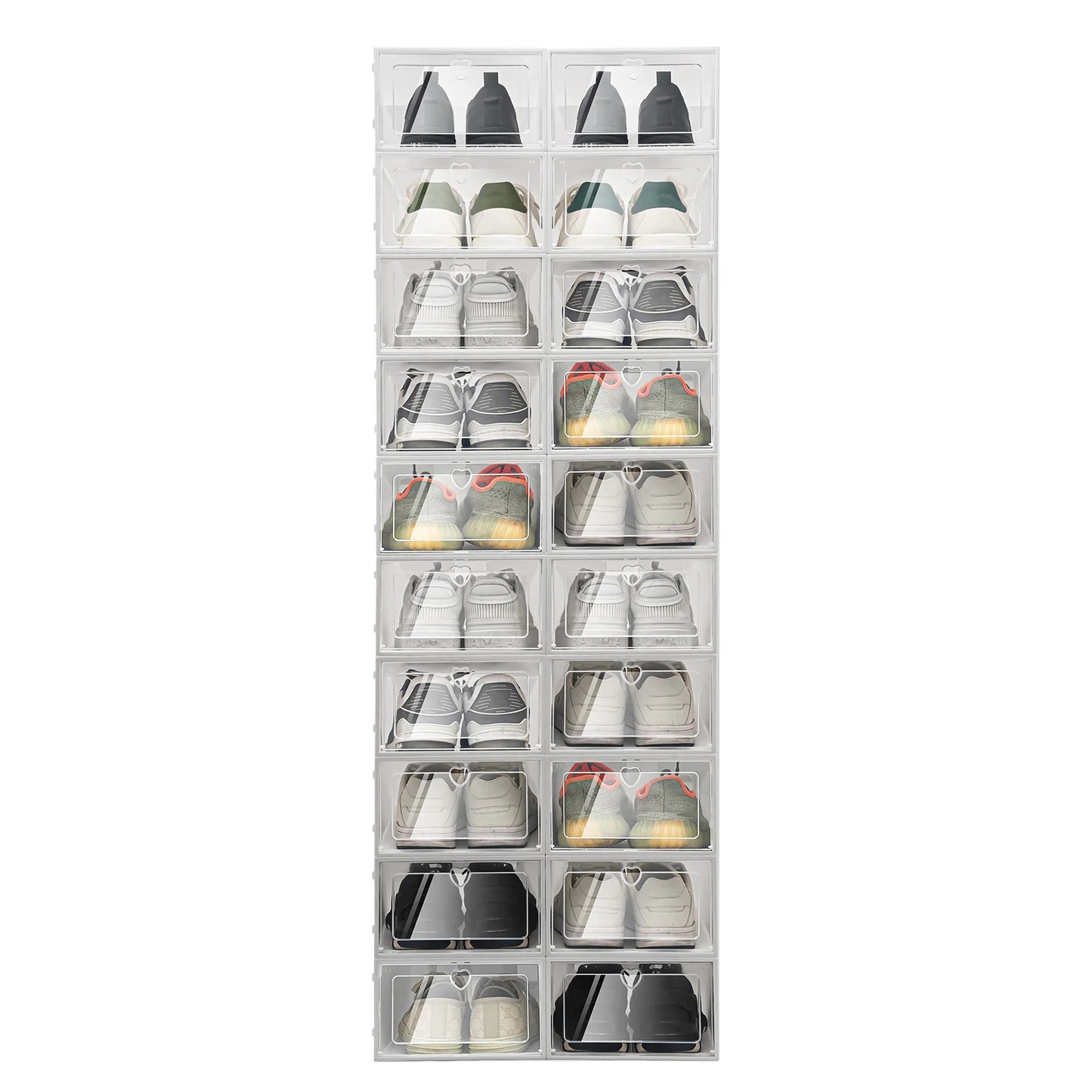 20X Clear Plastic Shoe Storage Boxes Stackable Foldable