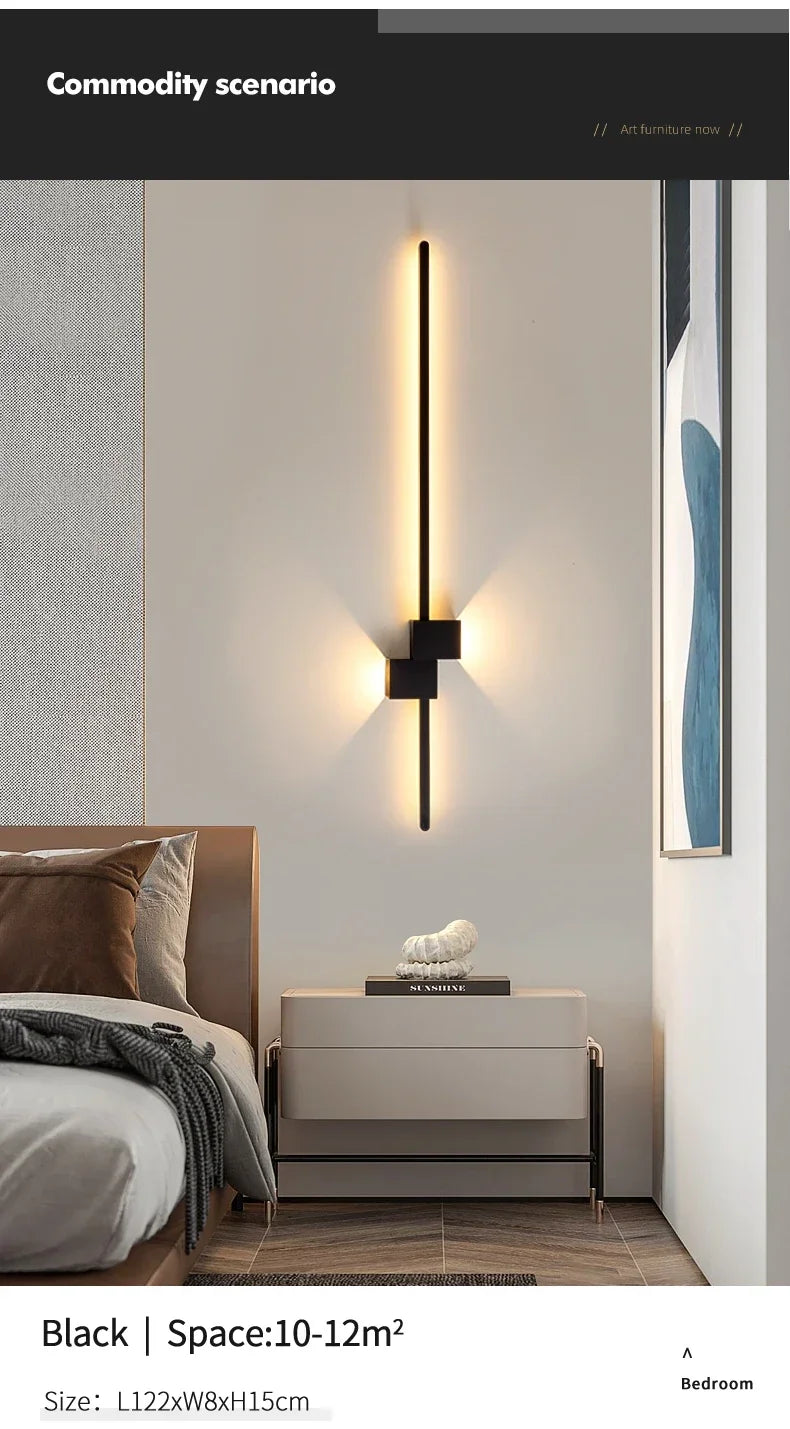 New Modern Minimalist Wall Lamp Black/Gold LED Wall Light Home Decorative Bedside Corridor Sofa Backgroung Wall Fixture