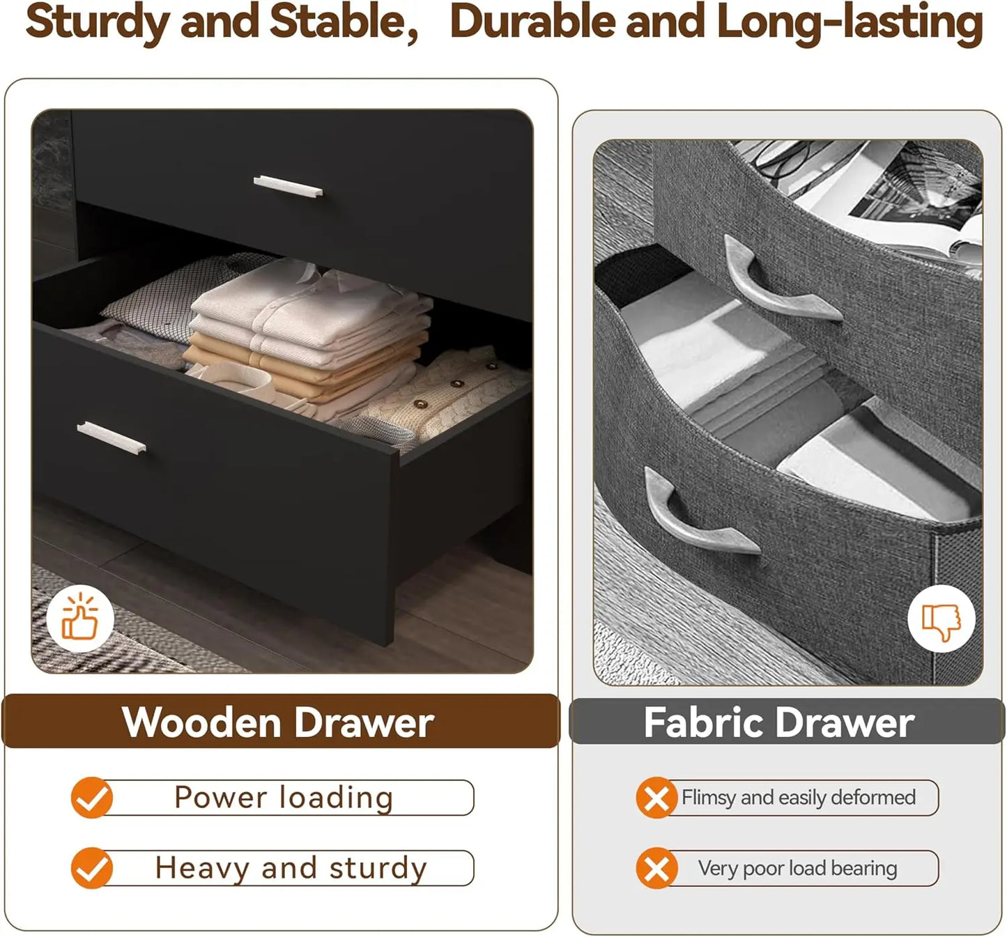 Dresser with Power Outlets Wooden 6 Drawer Dresser Black