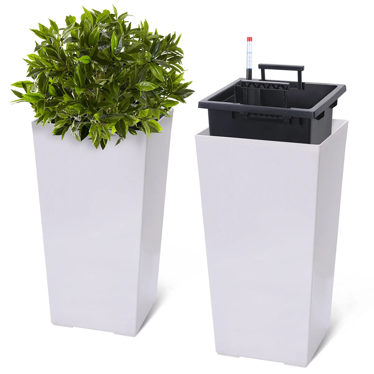 Rectangular Planters Set 2 With Drainage Holes And Level