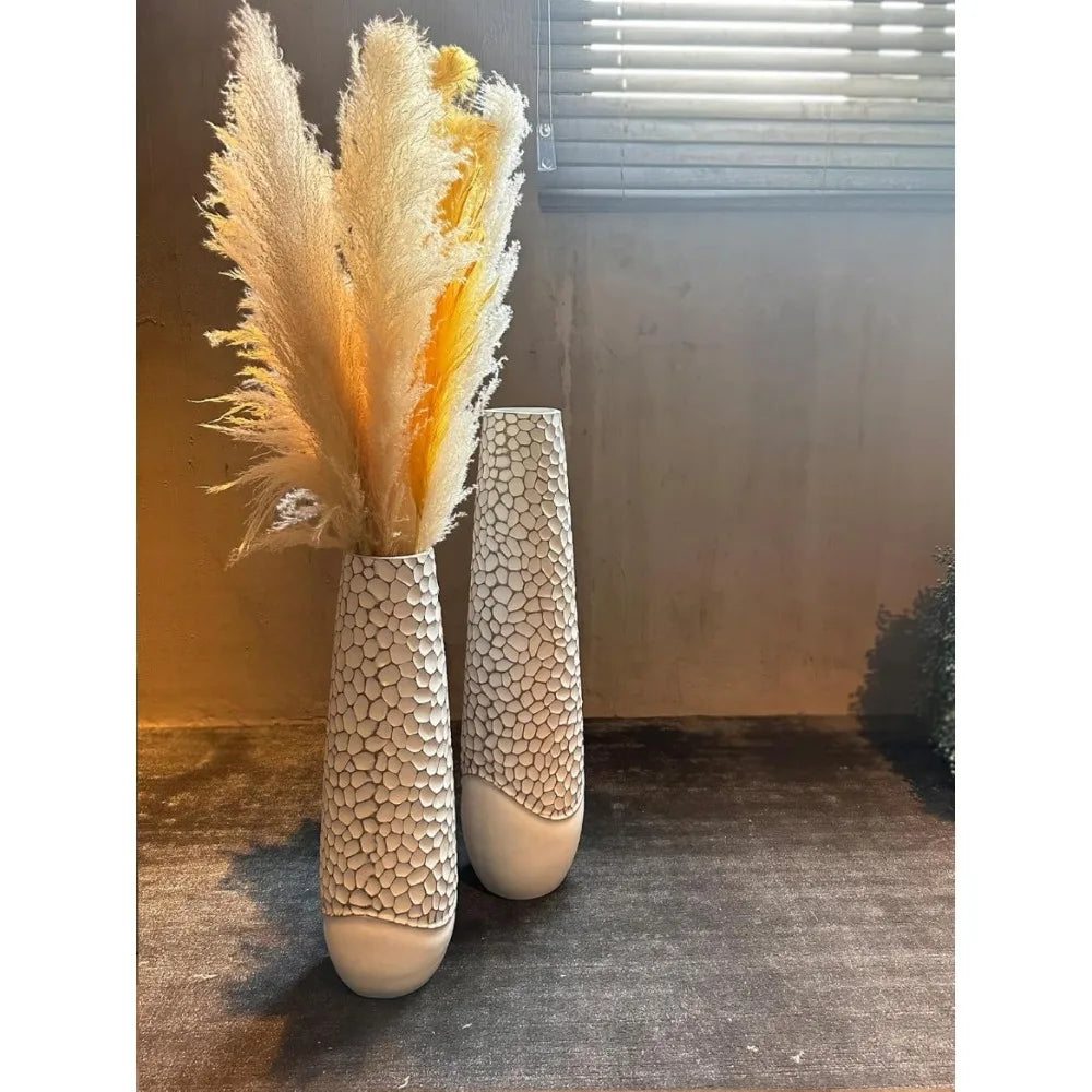 White High Footed Oversized Floor Vase for Feathers