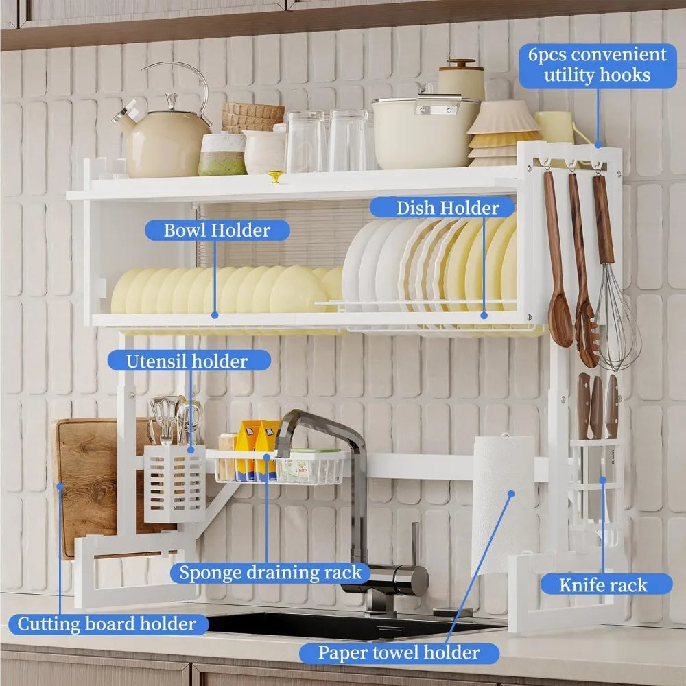 Dish Drying Rack 3 Tier Over The Sink Kitchen Sink Shelf Expandable Height