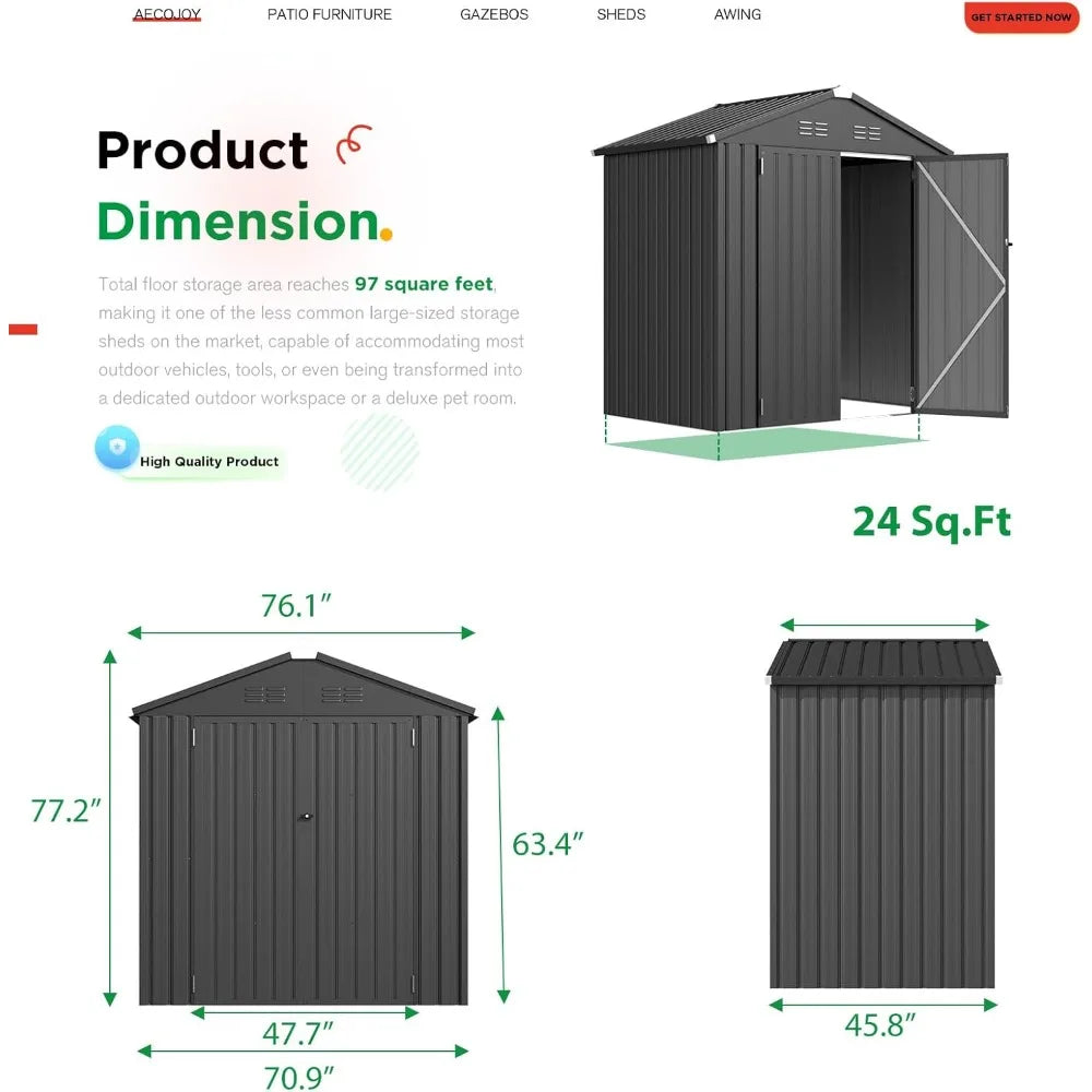Spacious Storage Shed with Lockable Doors for Backyard