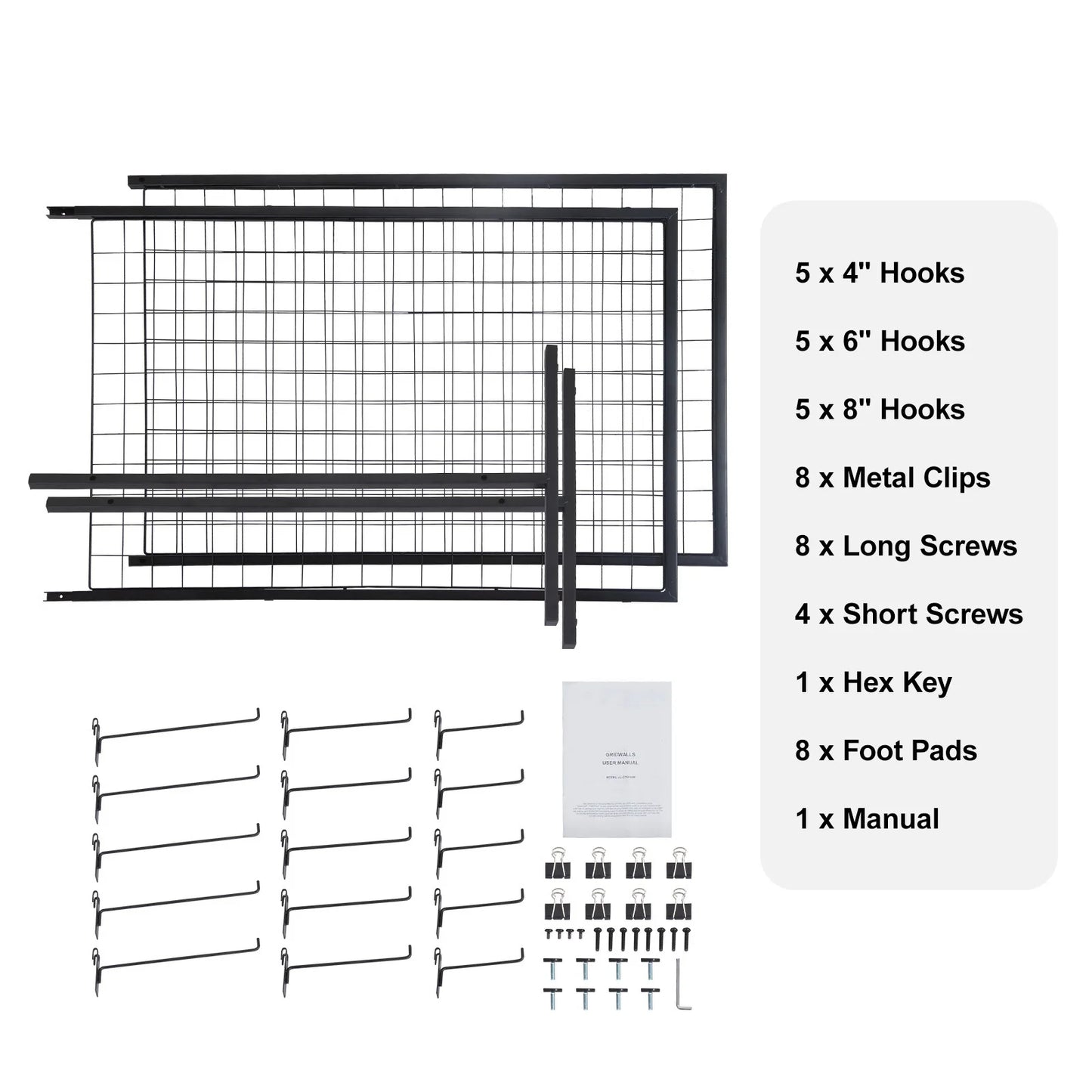 SucceBuy Grid Wall Panels Double Sided Gridwall Racks Hooks