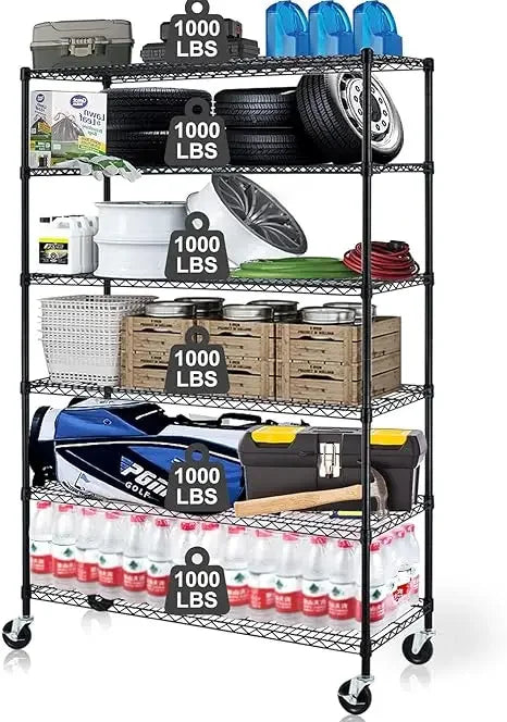 Metal Wire Shelving Unit With Wheels 4 Tier Garage Storage