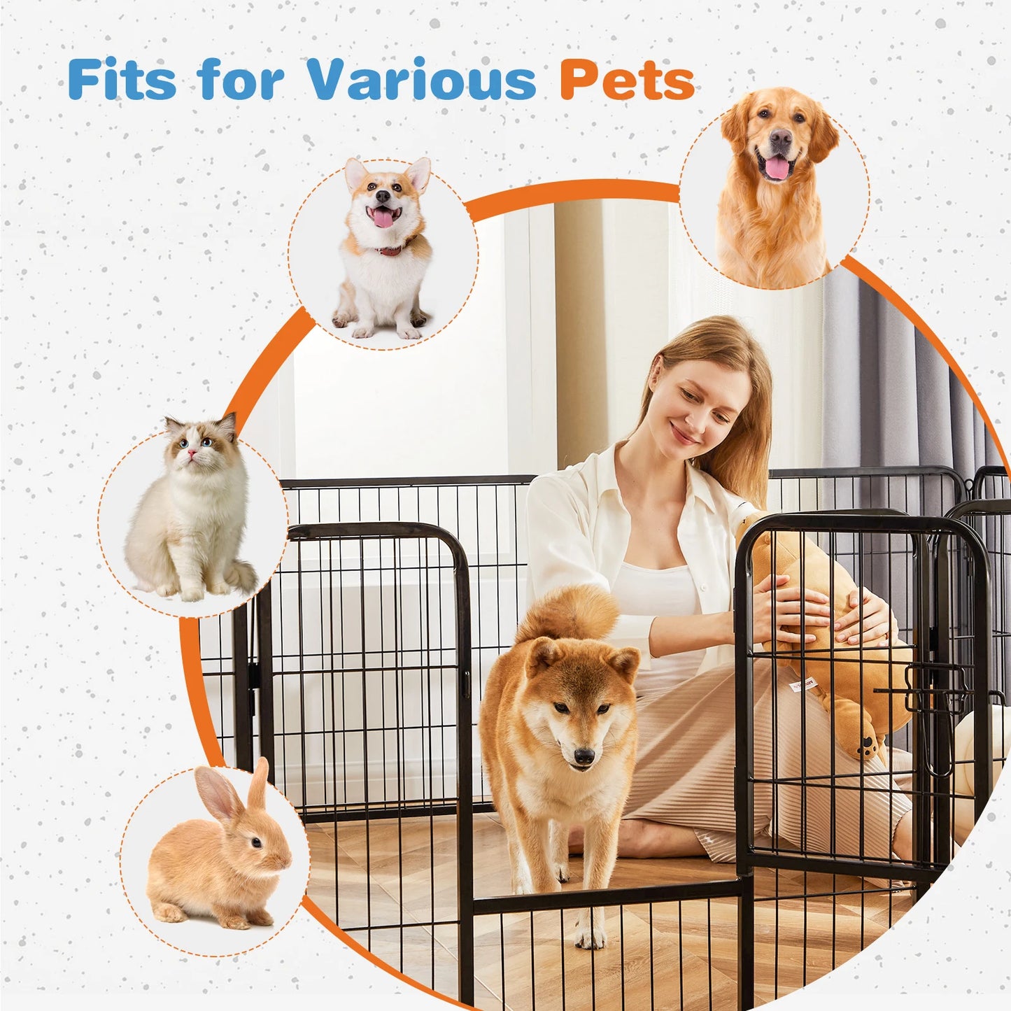 JHK 8 Panel Dog Playpen Indoor Pet Fence Heavy Duty Metal Pen
