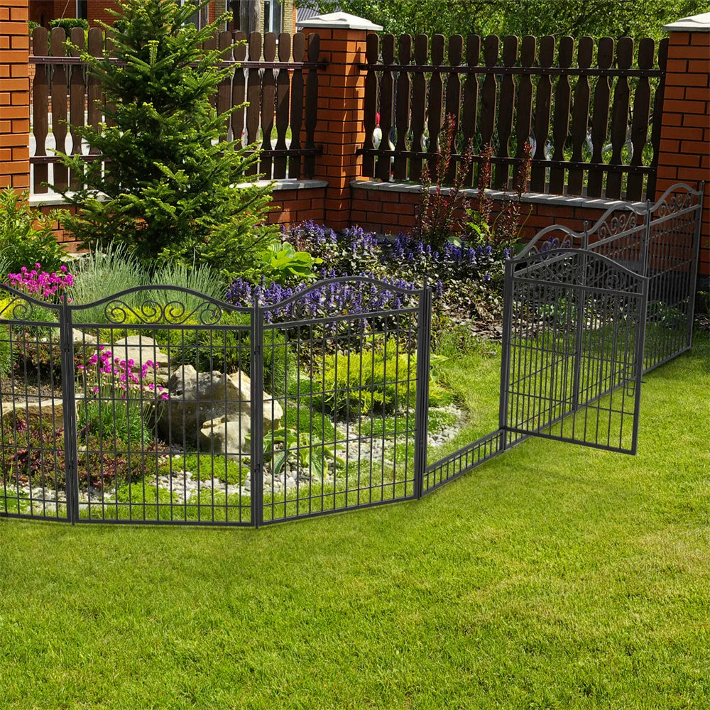 Heavy Duty Dog Playpen 8 Panels Iron Fence With Door