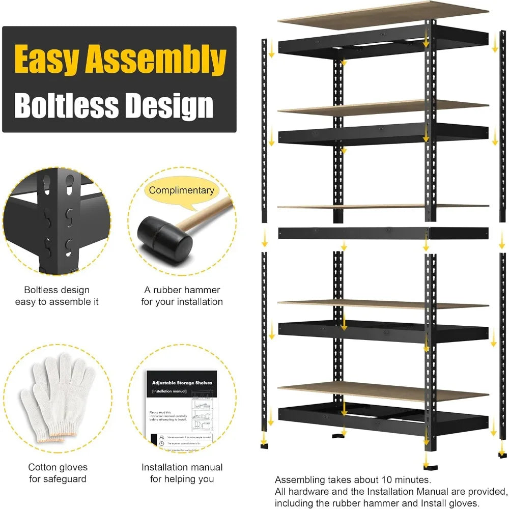 Heavy Duty Storage Shelves - 5 Tier Adjustable Metal Rack