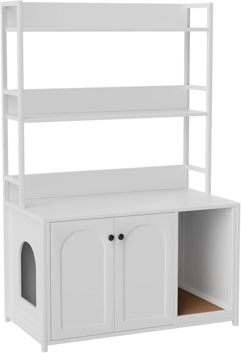 Litter Box Enclosure with 2 Storage Shelves for Cats
