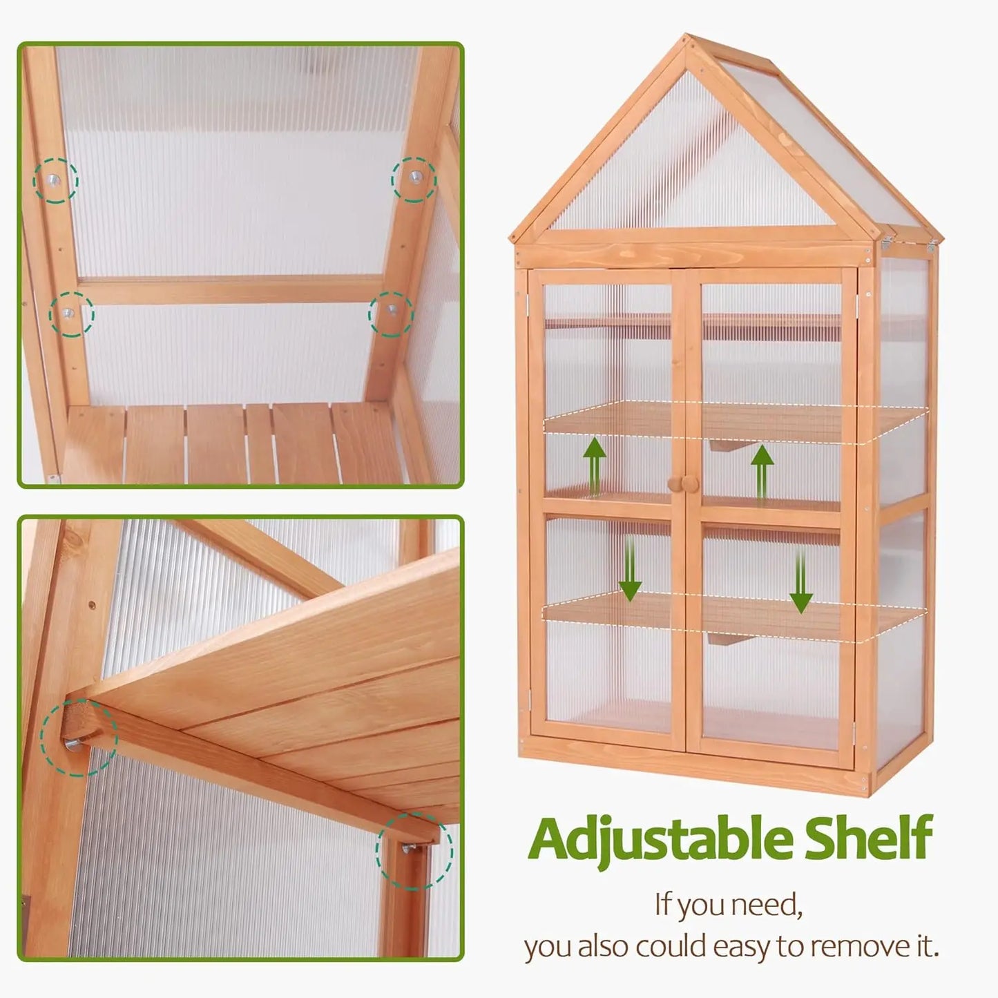 Orange Wooden Greenhouse Cold Frame Raised Flower Planter