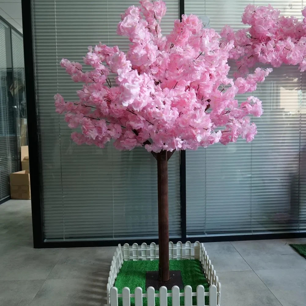 Artificial Cherry Weeping Cherry Blossom Tree Handmade Light Pink Tree Indoor Outdoor Home Office Party Wedding 5FT Tall