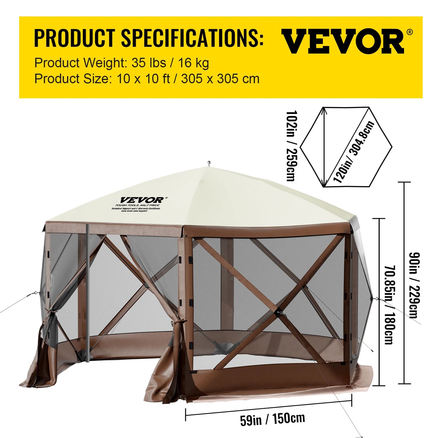 SucceBuy Pop Up Camping Gazebo 12x12 10x10 Sun Shade Tent