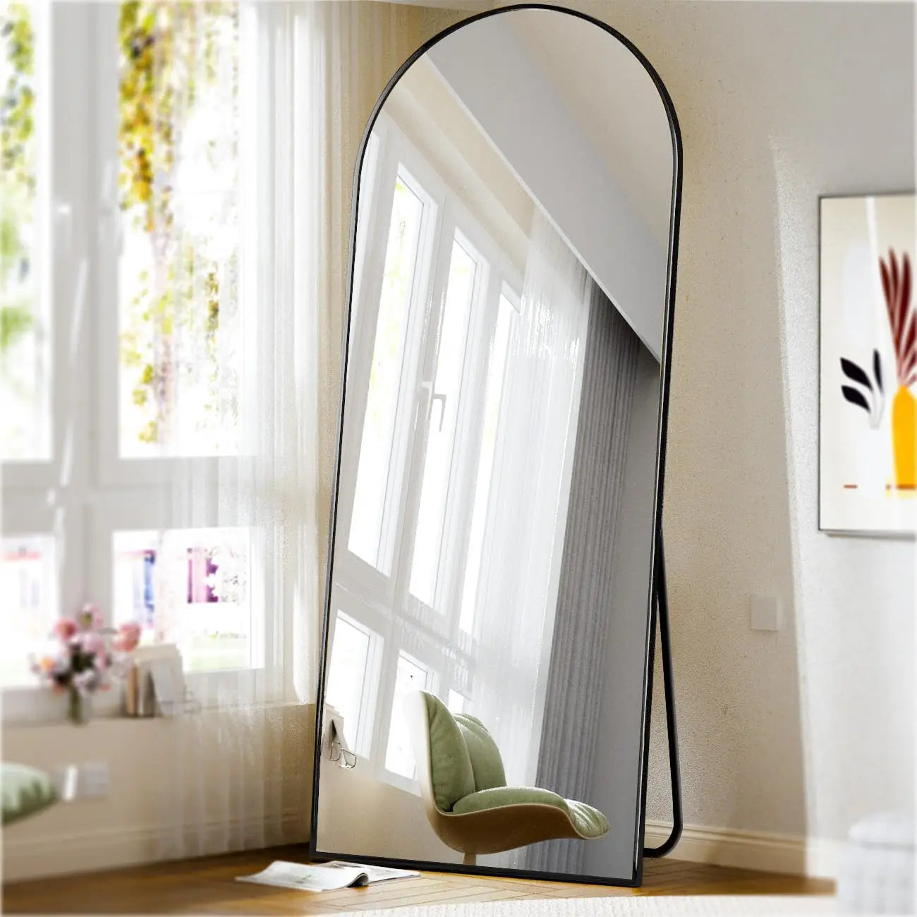 71x26 Arch Full Length Mirror Aluminum Alloy Frame Wall