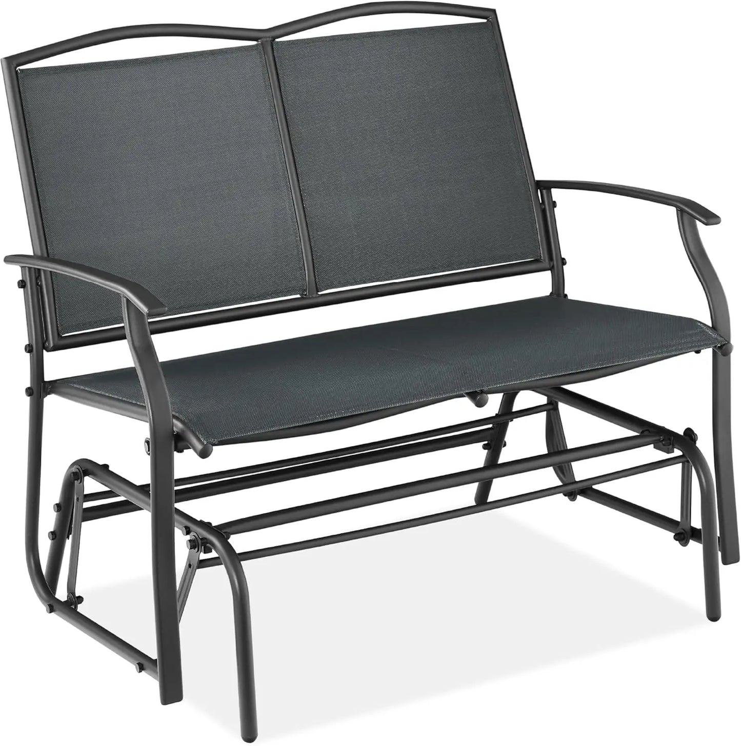 2-Person Outdoor Patio Swing Glider Steel Loveseat Rocker Q