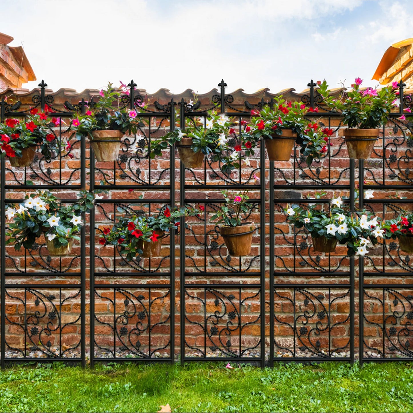 71 Inch Garden Trellis Decorative Outdoor Tall Metal Fence