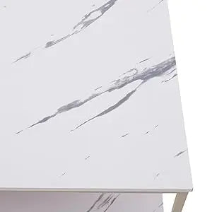 Modern White Marble Veneer Coffee Table With Gold Frame