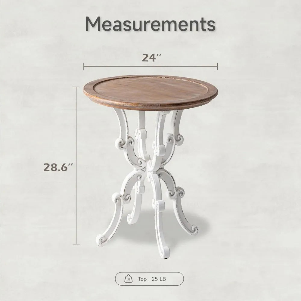 Rustic Accent End Table, Farmhouse Side Table with Natural Top