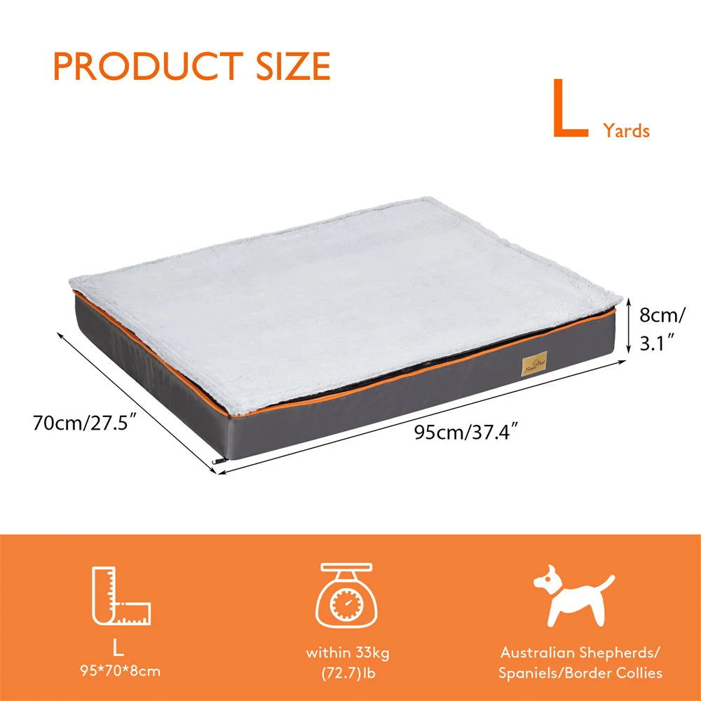 Premium Large Orthopedic Memory Foam Dog Bed Waterproof Pet Dog Crate Jumbo Mattress with Orange Trim