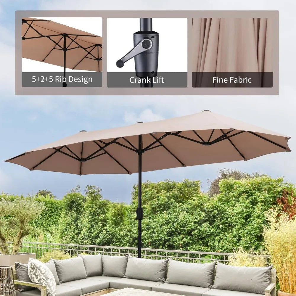 13Ft Large Patio Umbrella With Base Outdoor Double-Sided