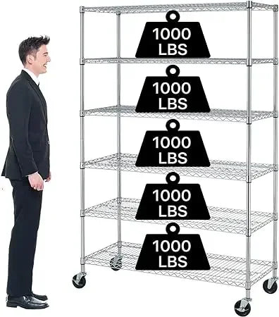 Metal Wire Shelving Unit With Wheels 4 Tier Garage Storage