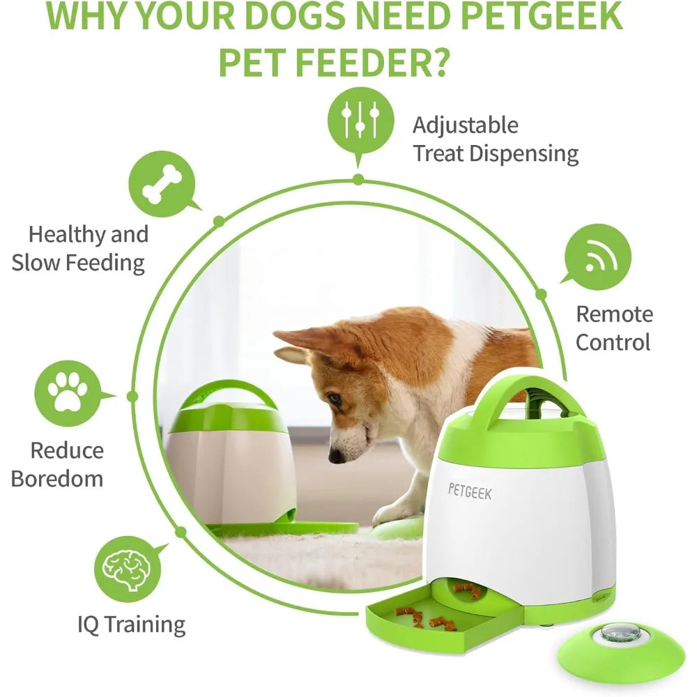 Automatic Dog Treat Dispenser with Button and Interactive Toys