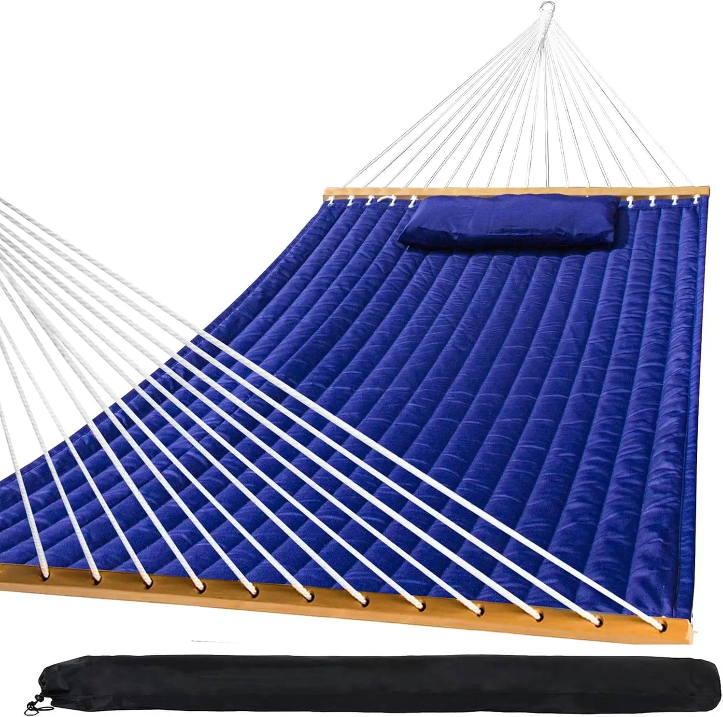 Outdoor Quilted Fabric Hammock with Pillow for Patio Use