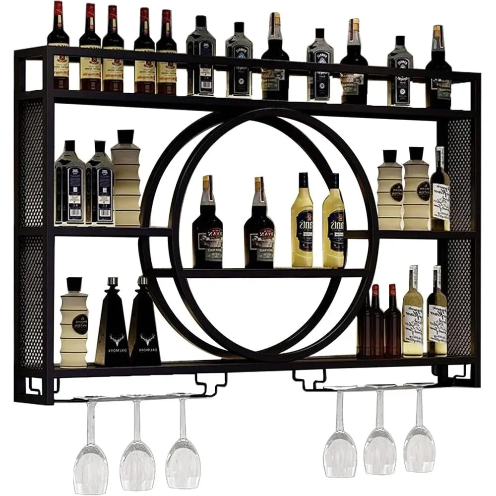 Modern Wine Storage Rack Wall Mounted With LED Light
