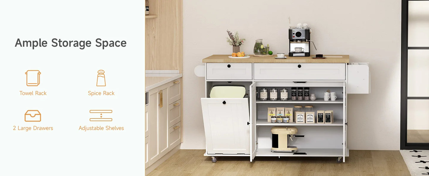 Mobile Kitchen Island With Power Outlet Drop Leaf Towel Rack