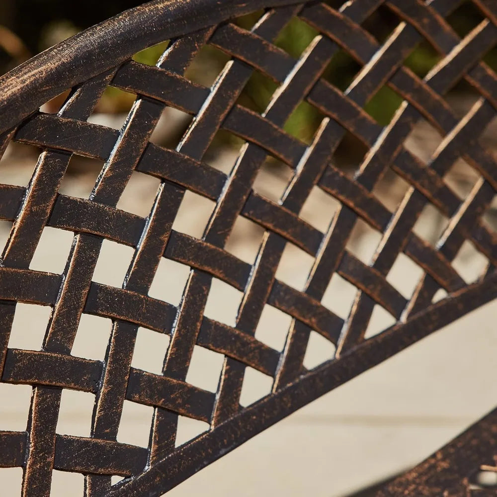 Belleze 40 Inch Cast Aluminum Patio Bench With Armrests