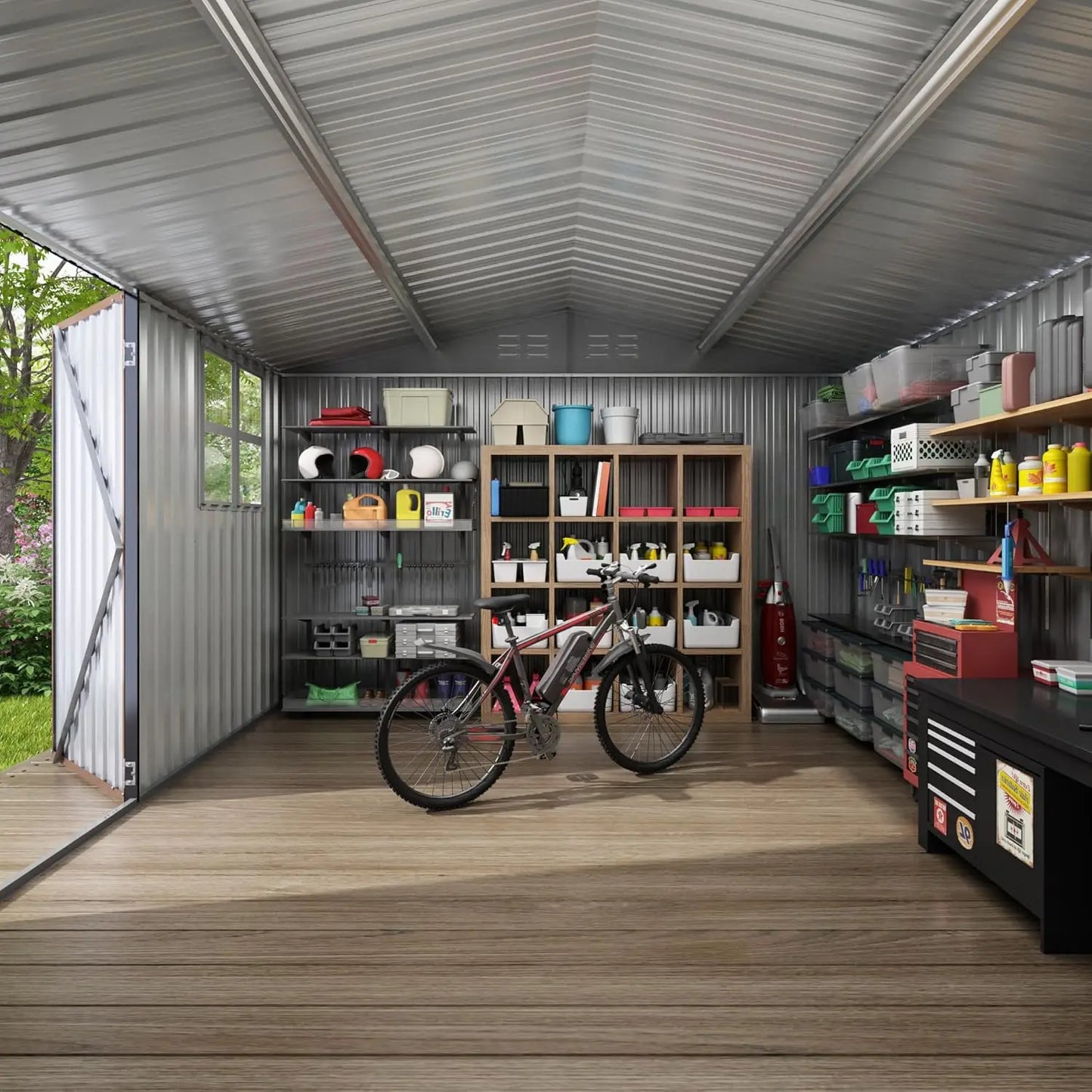 10x10 FT Outdoor Storage Shed, Large Metal Tool Sheds