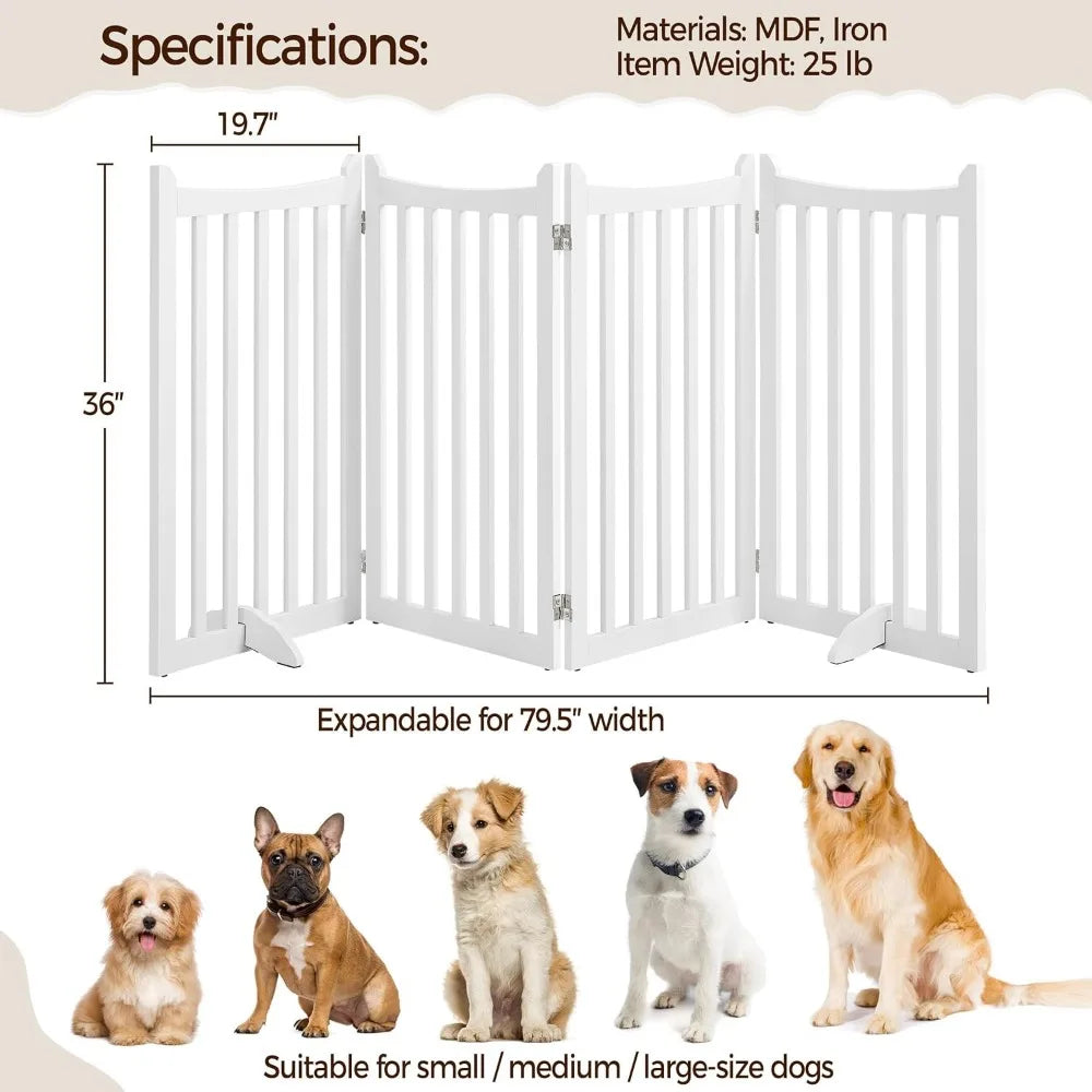 36 H Extra Tall Freestanding Pet Gate 4 Panel Wooden Dog Fence