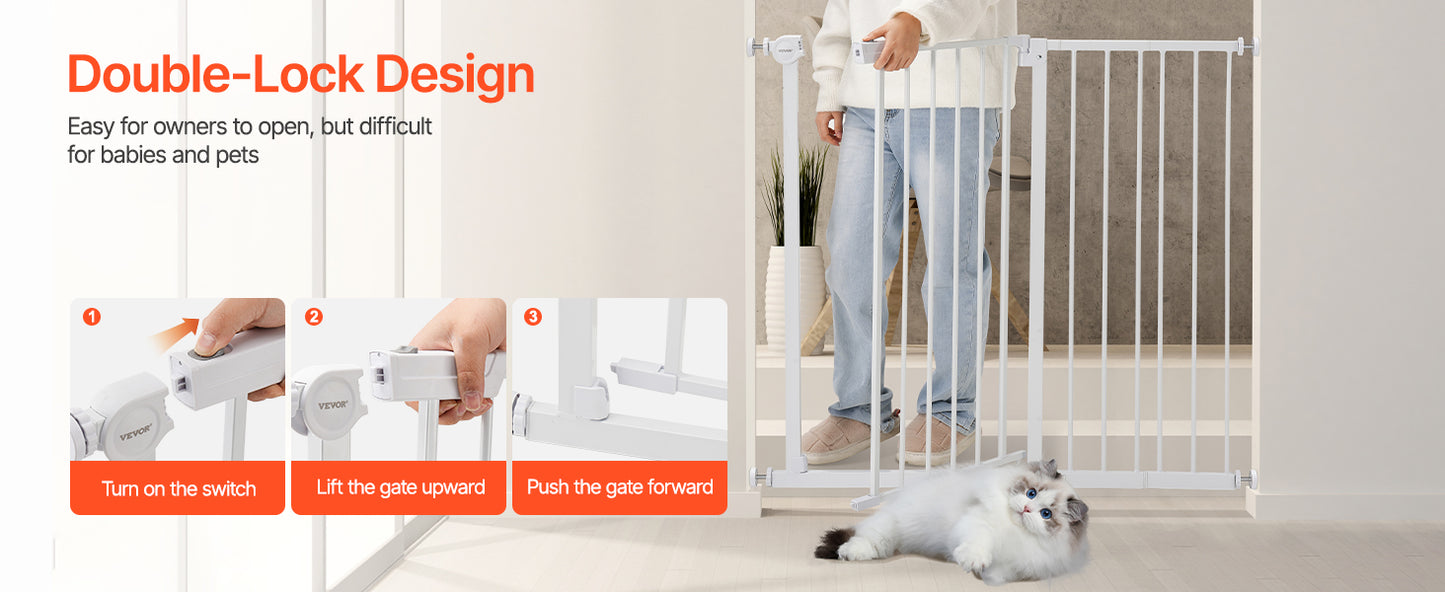 VEVOR Baby Gate 28 30 36 Inch High Walk Thru Pressure Mount