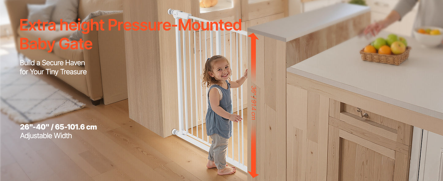 VEVOR Baby Gate 28 30 36 Inch High Walk Thru Pressure Mount