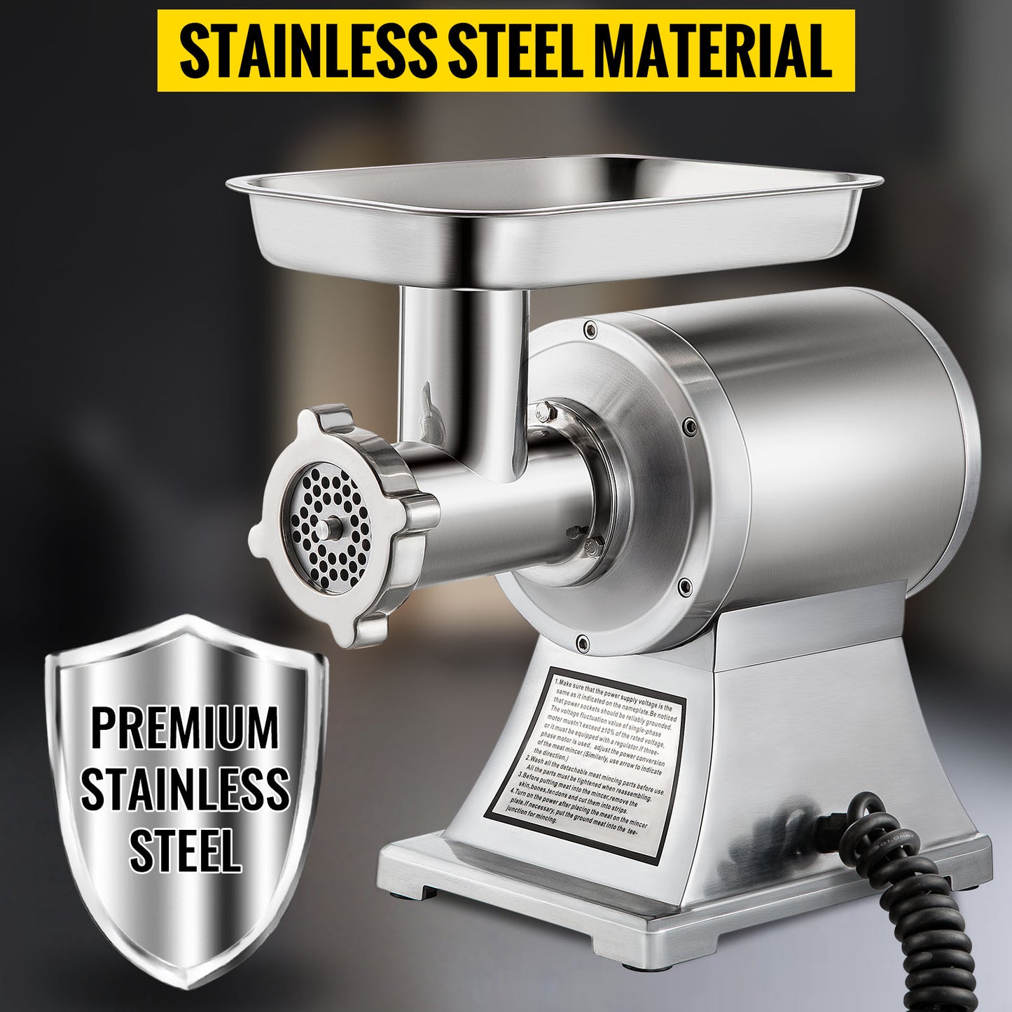 SucceBuy 250Kg/H Electric Meat Mincer Grinder Commercial Kitchen Chopper Food Processor Sausage Maker Machine Home Appliance